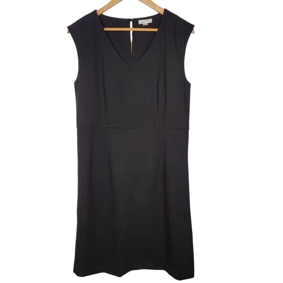 Garnet Hill Essential Black Shift Dress Sleeveless Short Classic Minimalist 8 - Picture 2 of 16